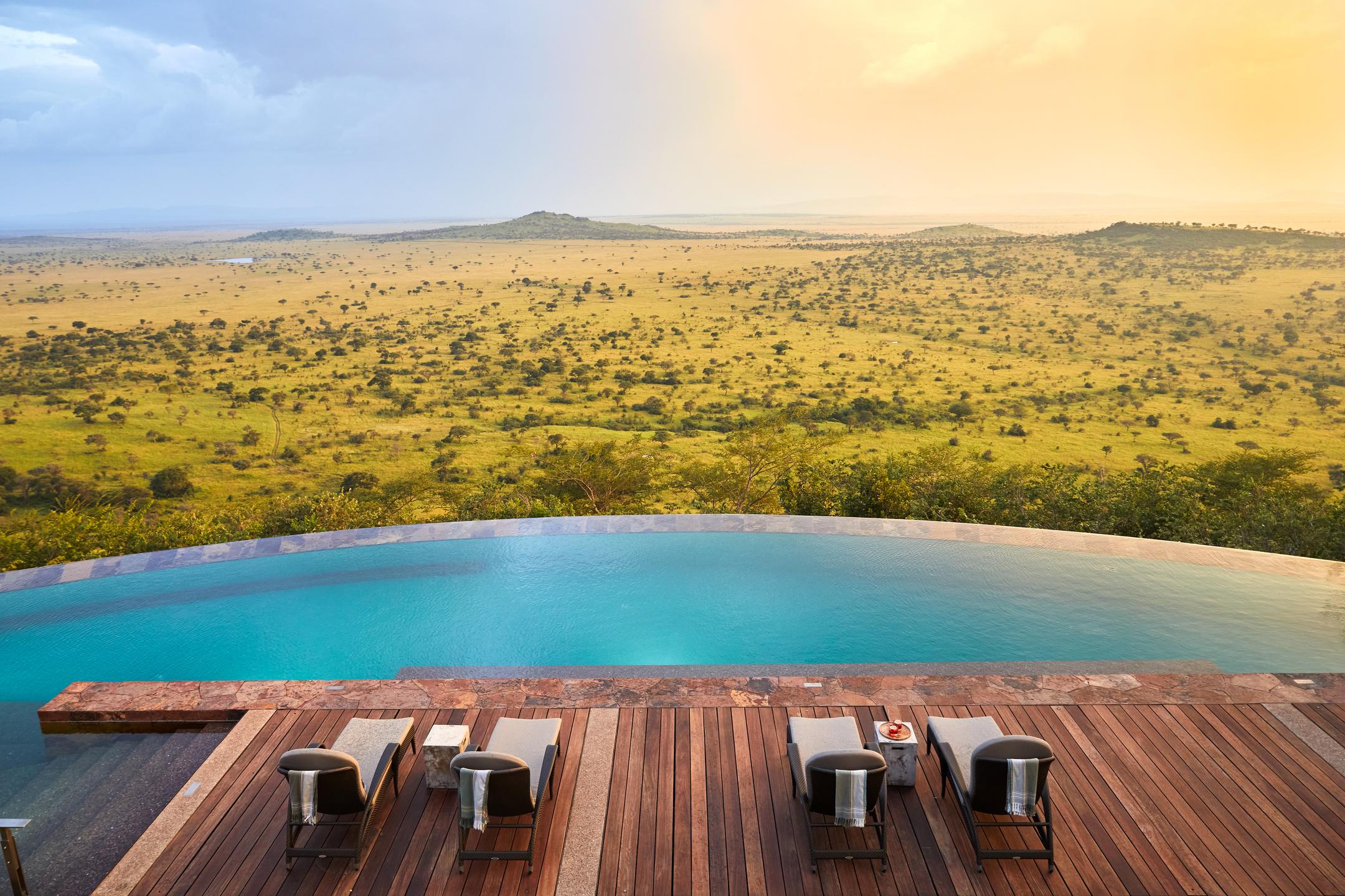 Singita Kilima luxury safari lodge swimming pool view